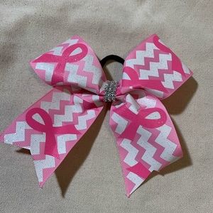 Sparkly pink cancer cheer bow
